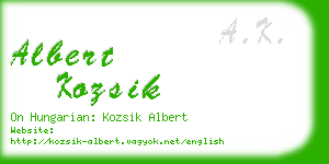 albert kozsik business card